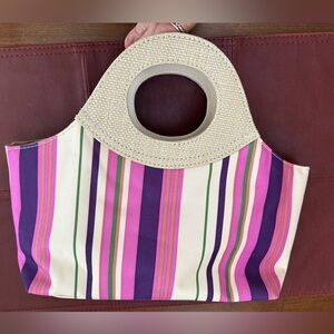 Perfect Springtime Striped Purple/cream/Pink Women's Bag-never used- pristine!